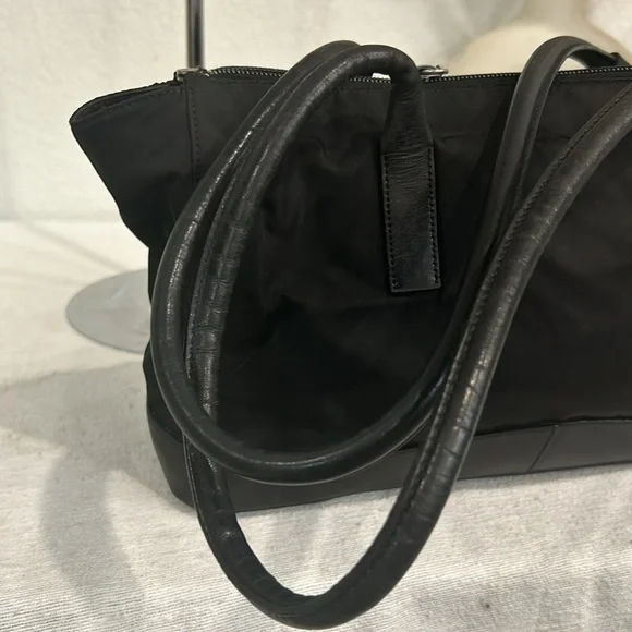 Prada black Tessuto nylon and leather shoulder bag vintage